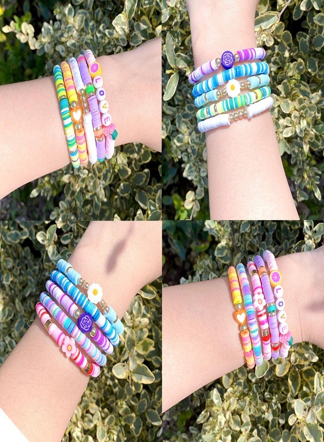 مجموعة أساور صداقة للأطفال من SIELEVIN، 10 قطع، مناسبة للفتيات المراهقات والنساء والفتيات الصغيرات، مصنوعة من خرز طيني ملون، بتصميم مستوحى من أجواء الشاطئ، هدية مثالية. - Image 4